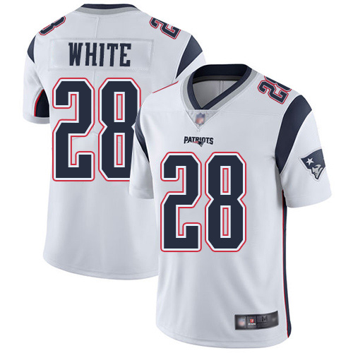 New England Patriots Football 28 Vapor Untouchable Limited White Men James White Road NFL Jersey
